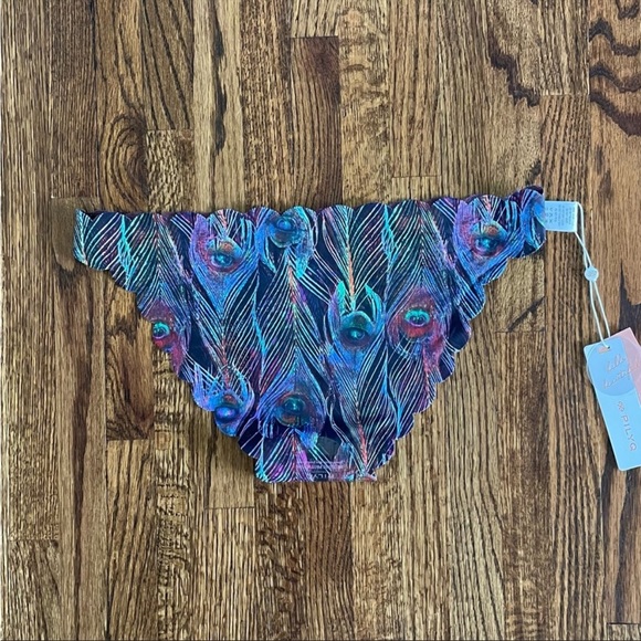 PILYQ Plume Peacock Wave Full Teeny Reversible Bikini Bottoms NWT - Picture 8 of 9
